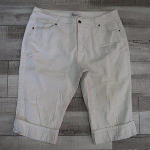 Croft & Barrow Womens White Cuffed Crop Jeans Size 18